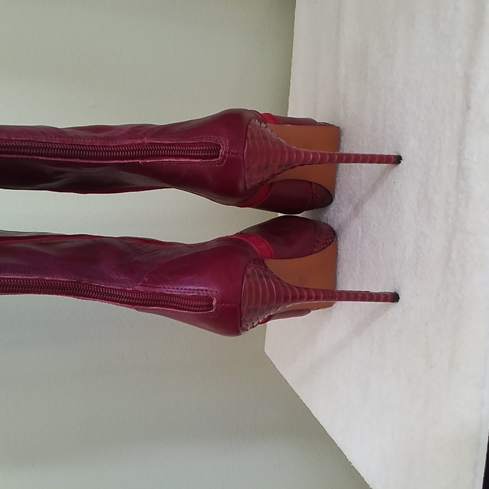 Charles David Fashion Leather & Suede Boots Stiletto Size 9 - Picture 5 of 8